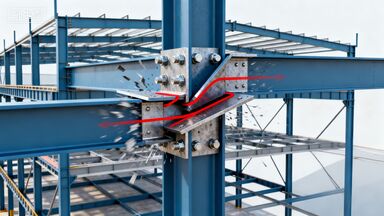 Q355B Steel Semi Rigid Beam Column Connection Joint For Frame Brace Structural Systems