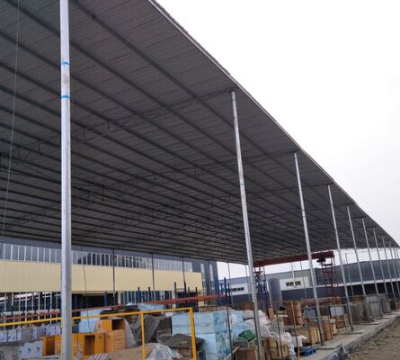 Large-span design high-strength steel cargo area with rapid construction for logistics hubs and storage yards