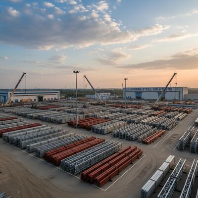 Large-span design high-strength steel cargo area with rapid construction for logistics hubs and storage yards